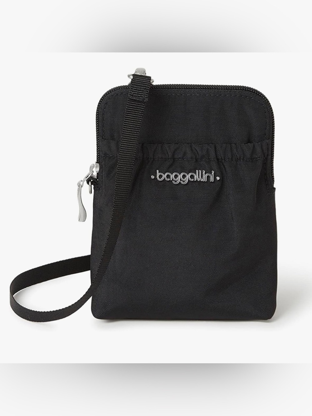 baggallini Black Small Bryant Pouch Crossbody Zip w/ RFID Blocking Strap